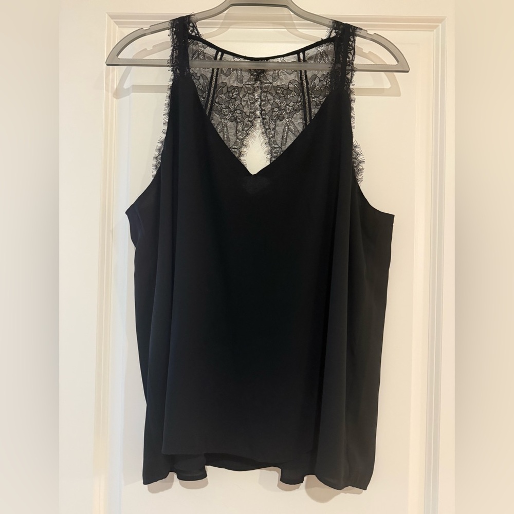 LOFT Black Camisole with Lace Detail
